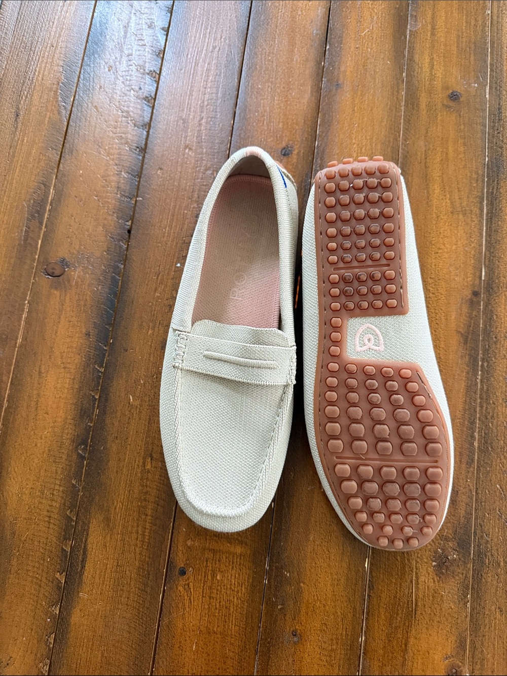 Casual women's Canvas Penny Loafers in Beige - Picture 2 of 2